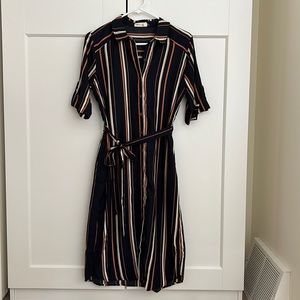 BOHME art + ephect navy blue striped dress. Size small.